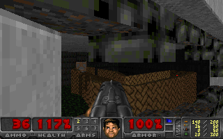 MAP02's sewage collection area, viewed from the collapsed window. Really, I think this is the most intricate decoration I've put into a Freedoom level as of yet.